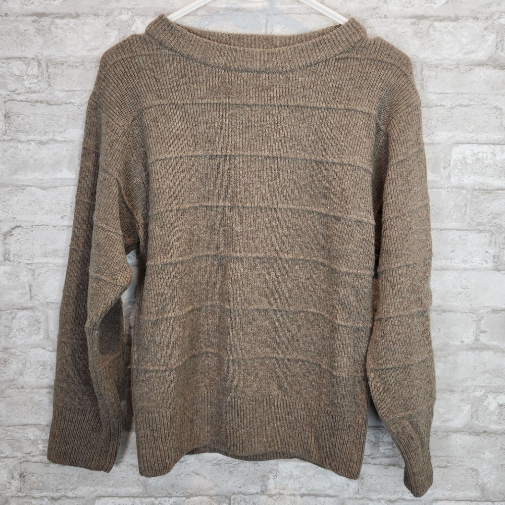 Uniqlo U Wool Sweater Brown Horizontal Ribbed Knit Minimalist Gorpcore XXS